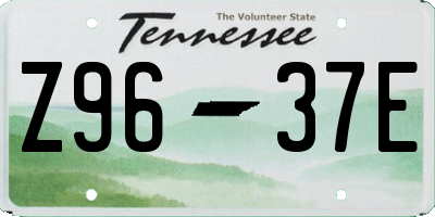 TN license plate Z9637E