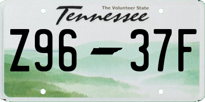 TN license plate Z9637F