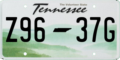 TN license plate Z9637G