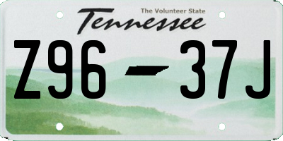 TN license plate Z9637J