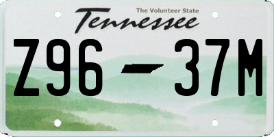 TN license plate Z9637M