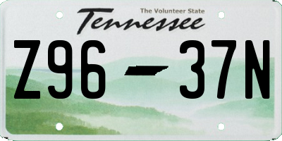 TN license plate Z9637N