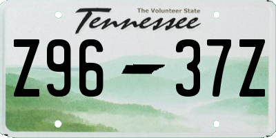 TN license plate Z9637Z