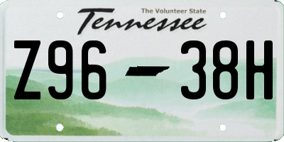 TN license plate Z9638H