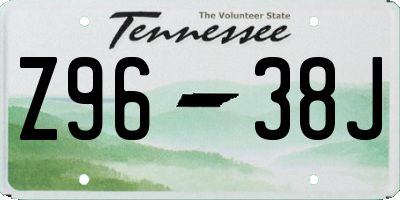 TN license plate Z9638J