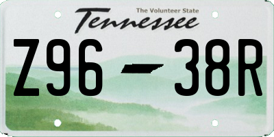 TN license plate Z9638R