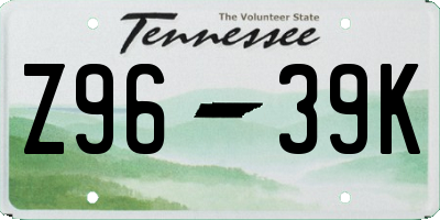 TN license plate Z9639K
