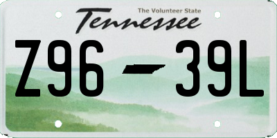 TN license plate Z9639L