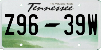 TN license plate Z9639W