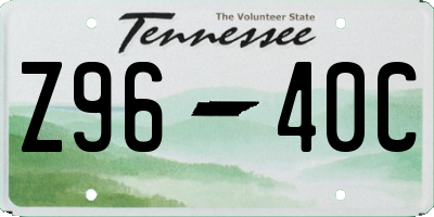 TN license plate Z9640C