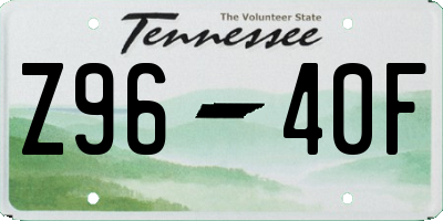 TN license plate Z9640F