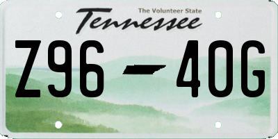 TN license plate Z9640G