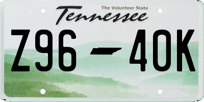 TN license plate Z9640K