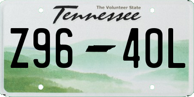 TN license plate Z9640L