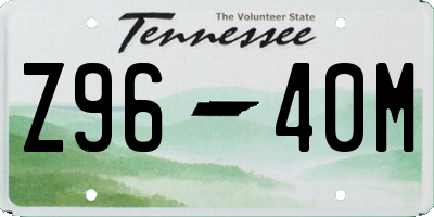 TN license plate Z9640M