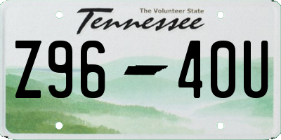 TN license plate Z9640U