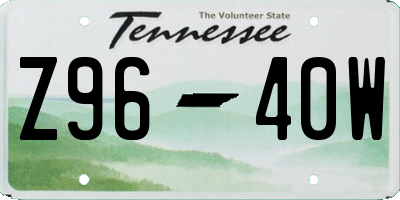 TN license plate Z9640W