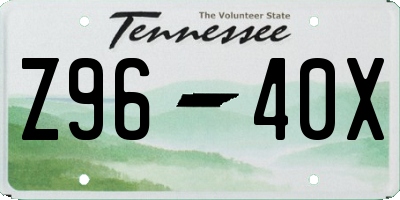 TN license plate Z9640X