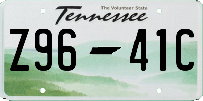 TN license plate Z9641C