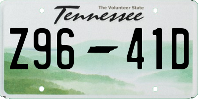 TN license plate Z9641D