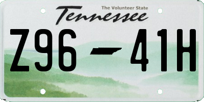 TN license plate Z9641H