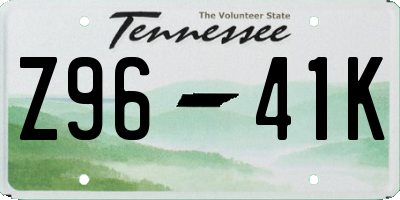 TN license plate Z9641K