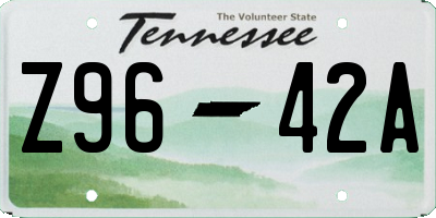 TN license plate Z9642A