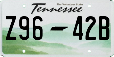 TN license plate Z9642B