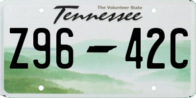 TN license plate Z9642C