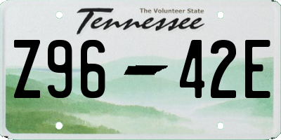 TN license plate Z9642E