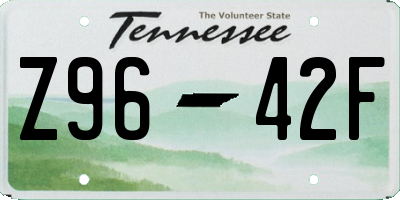 TN license plate Z9642F