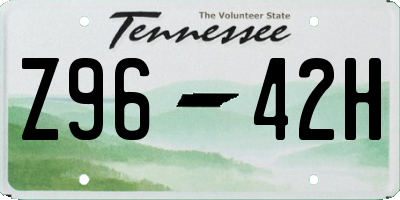 TN license plate Z9642H