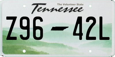 TN license plate Z9642L