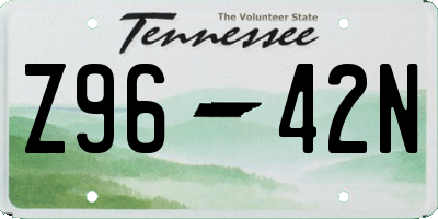 TN license plate Z9642N