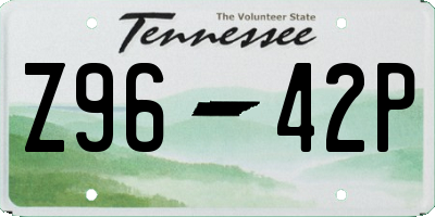 TN license plate Z9642P
