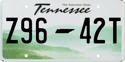 TN license plate Z9642T