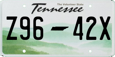 TN license plate Z9642X