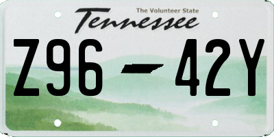 TN license plate Z9642Y