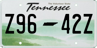 TN license plate Z9642Z