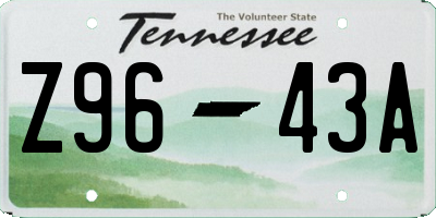 TN license plate Z9643A