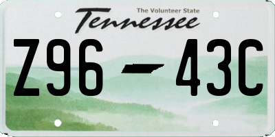 TN license plate Z9643C