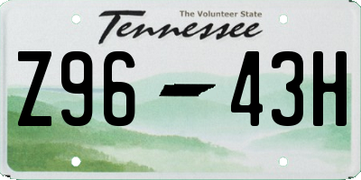 TN license plate Z9643H