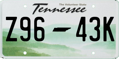 TN license plate Z9643K