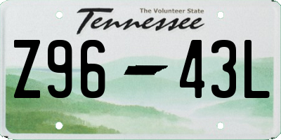 TN license plate Z9643L