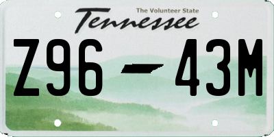TN license plate Z9643M