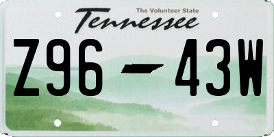 TN license plate Z9643W
