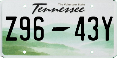 TN license plate Z9643Y