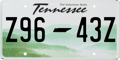 TN license plate Z9643Z