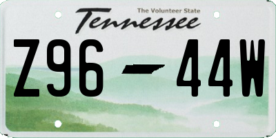TN license plate Z9644W