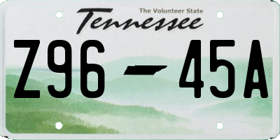 TN license plate Z9645A